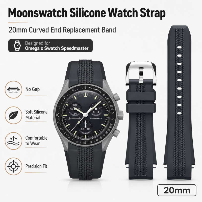 Omega Watch Speedmaster - Bracelet de montre en silicone incurvé